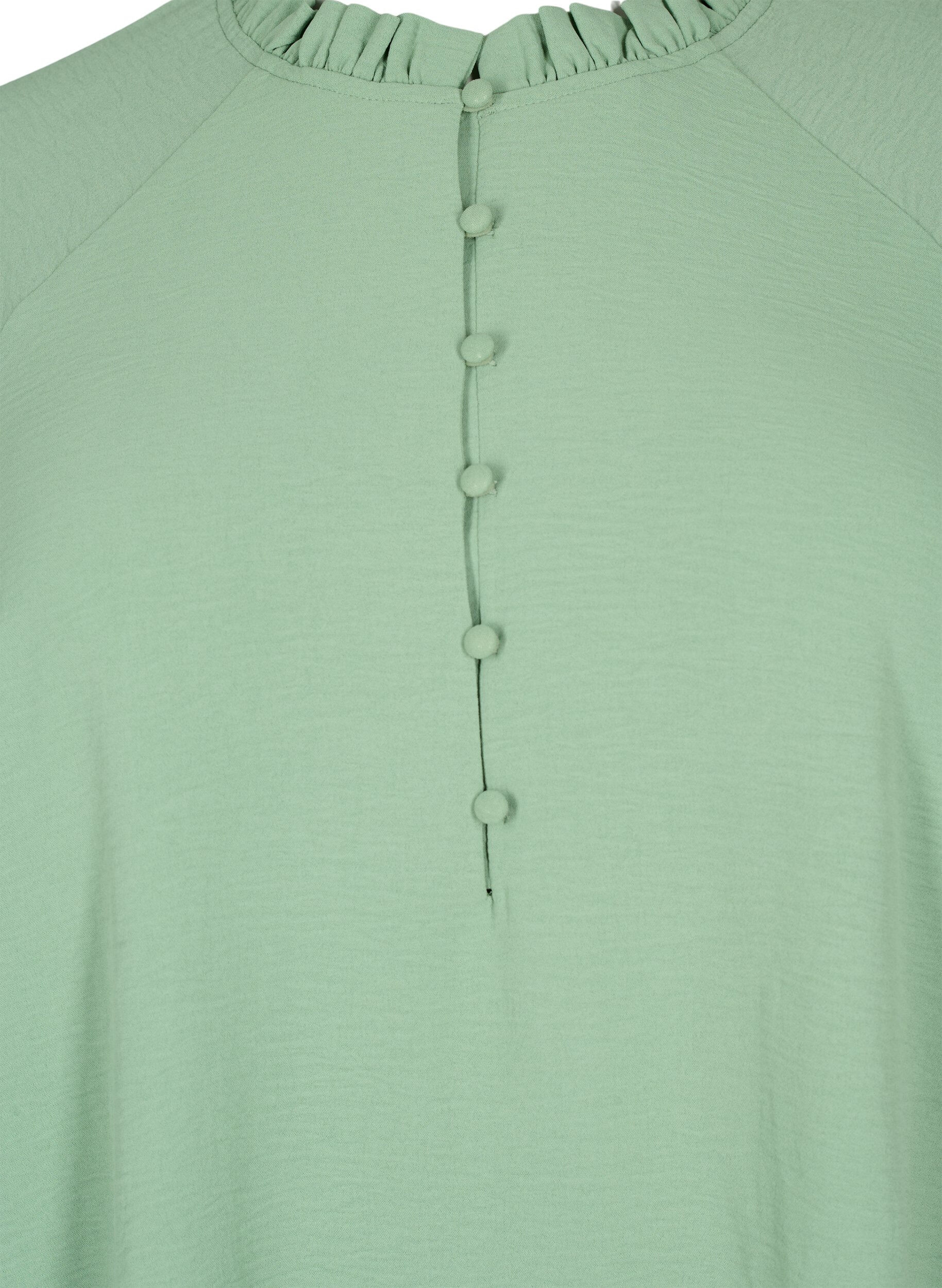 Zizzi Blouse met ruches en knopen, Green Bay, Packshot image number 2