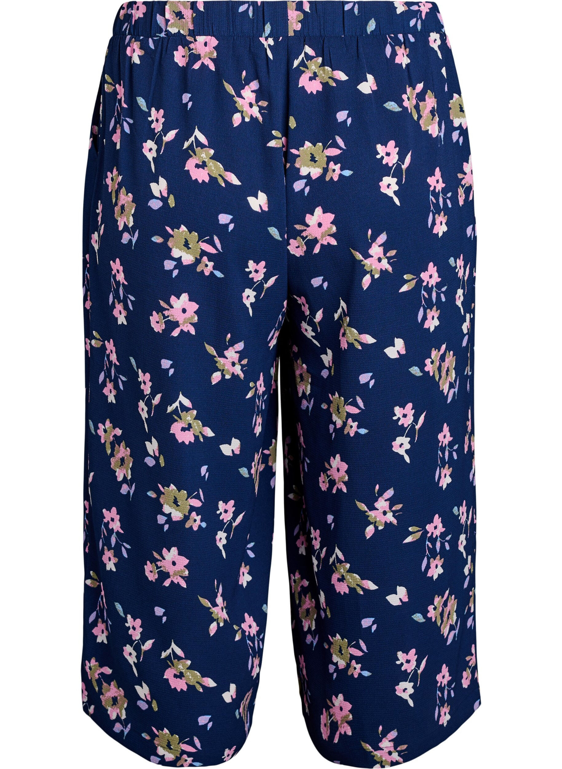 Zizzi Culotte broek met print, Blauw, Packshot image number 1