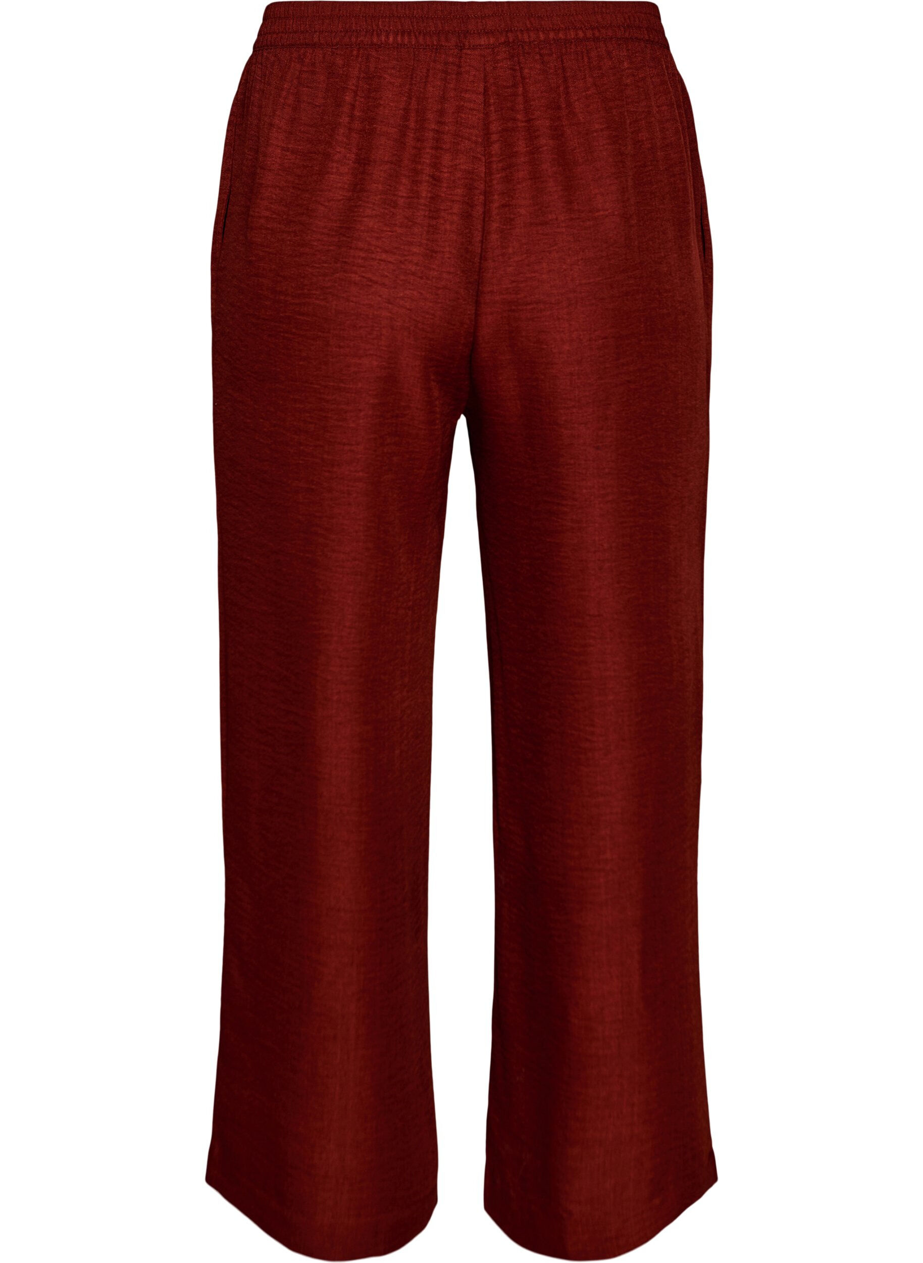 ZizziLosse broek met elastische tailleband en zakken, Rood, Packshot image number 1