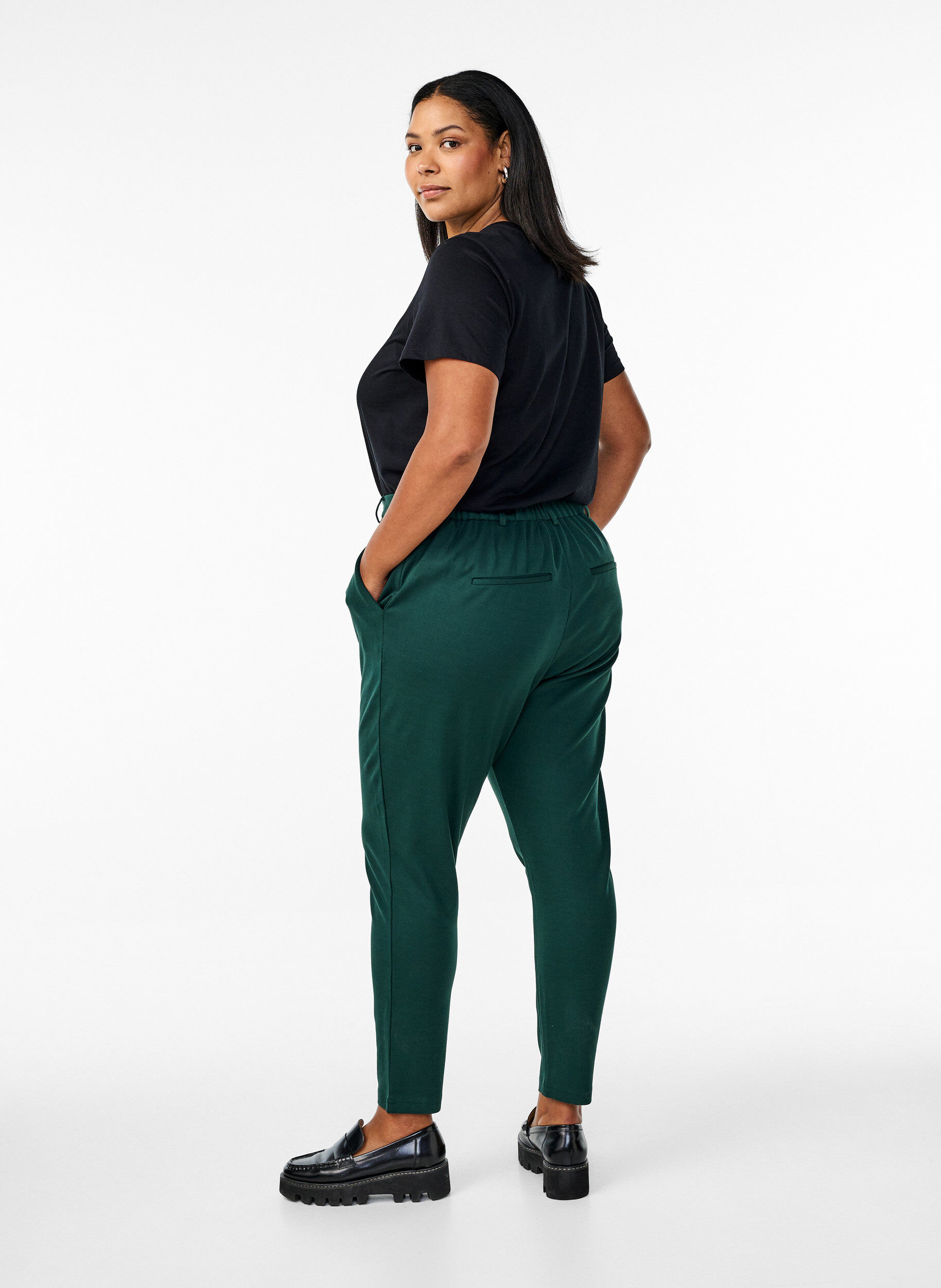 ZizziCropped Maddison broek, Groen, Model image number 1