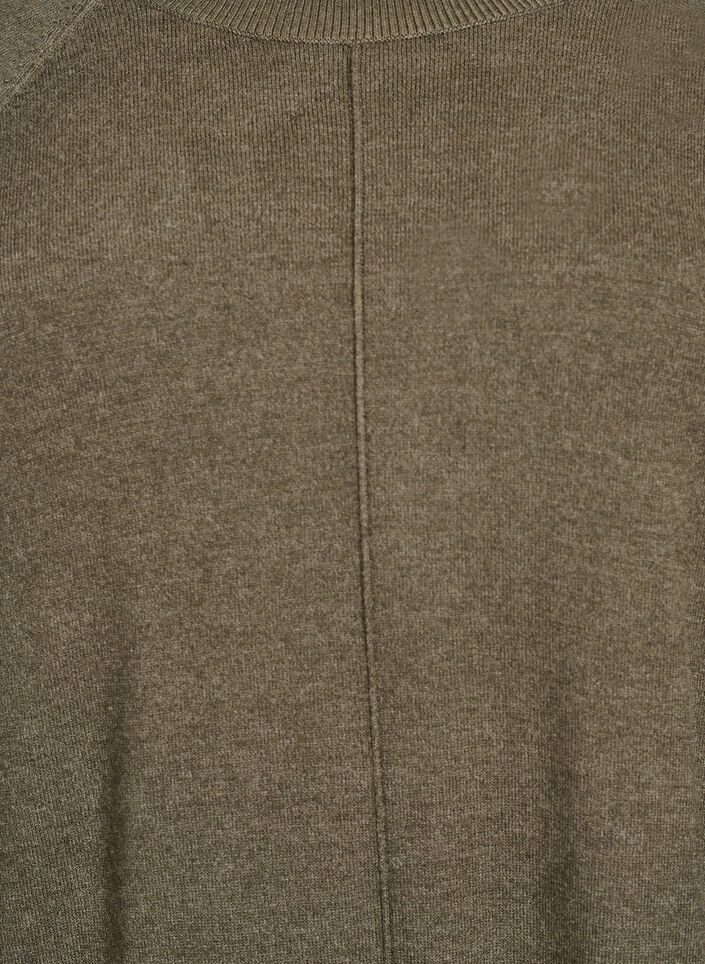 Korte gebreide jurk met raglanmouwen en een middennaad, Groen, Packshot image number 2