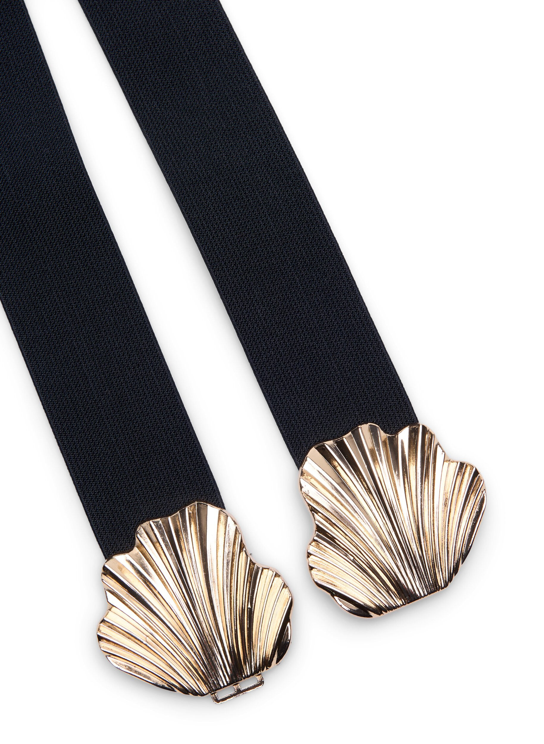 Zizzi Rekbare tailleband met goudkleurige gesp, Black, Packshot image number 1