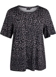 T-shirt met TENCEL™ Lyocell en luipaardprint, Grijs