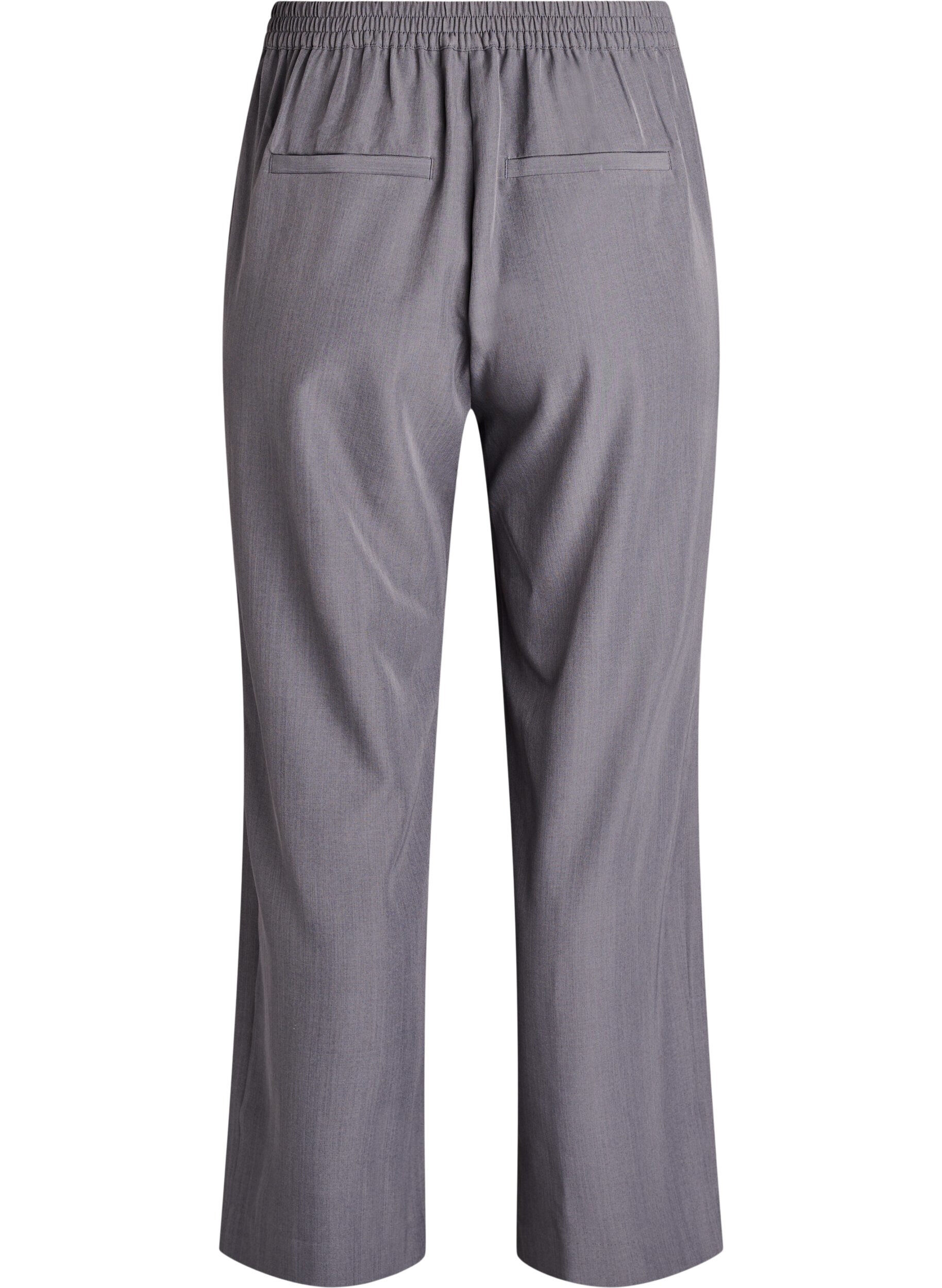Zizzi Hoog getailleerde pantalon met wijde pijpen, Grijs, Packshot image number 1