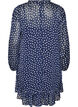 Jurk met patroon, ruches en lange mouwen, Blauw, Packshot image number 1