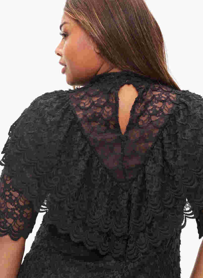 Kanten jurk met 2/4 mouwen, Black, Model image number 2