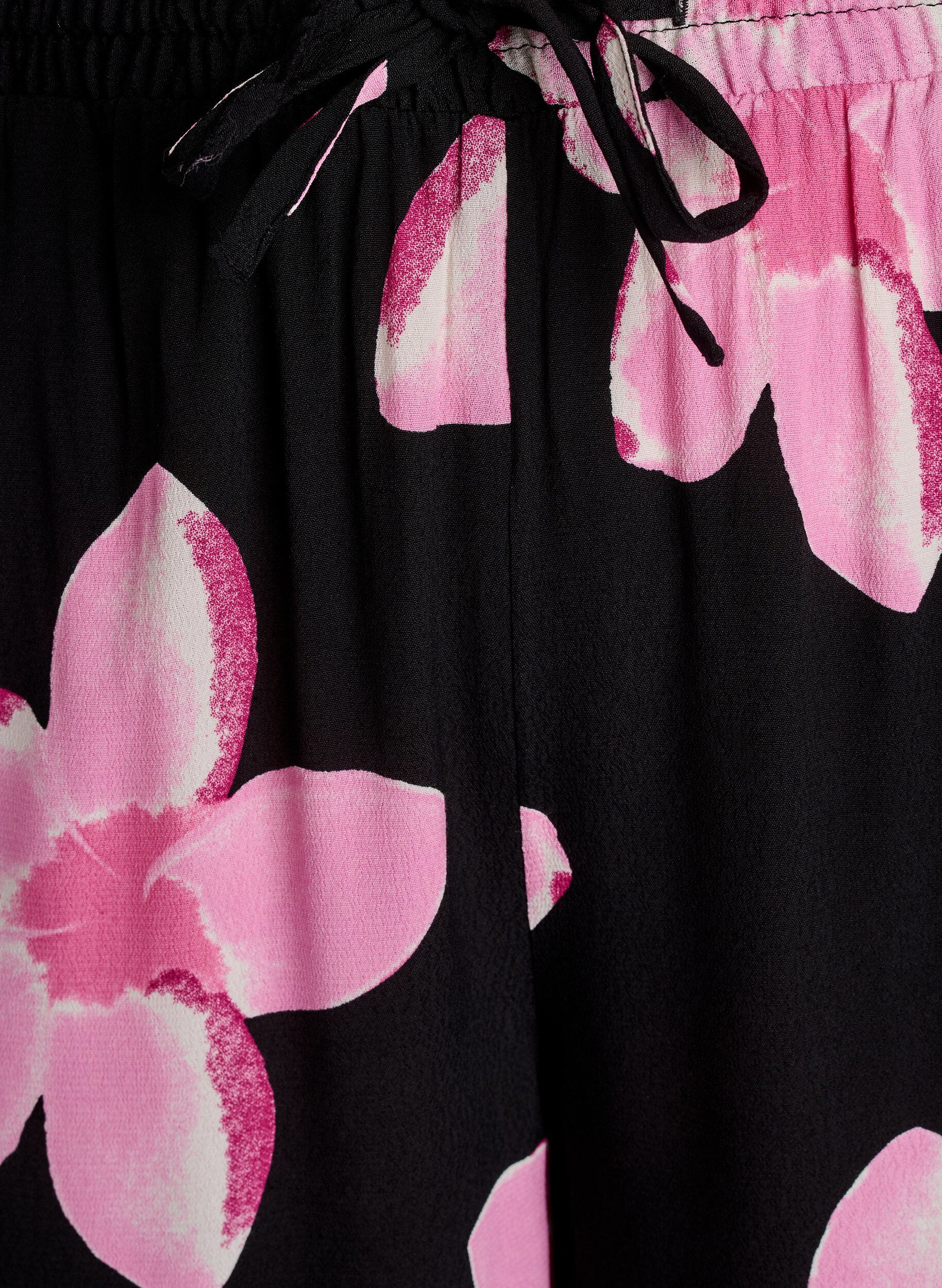 Zizzi Losvallende viscose broek met zakken, Zwart, Packshot image number 2