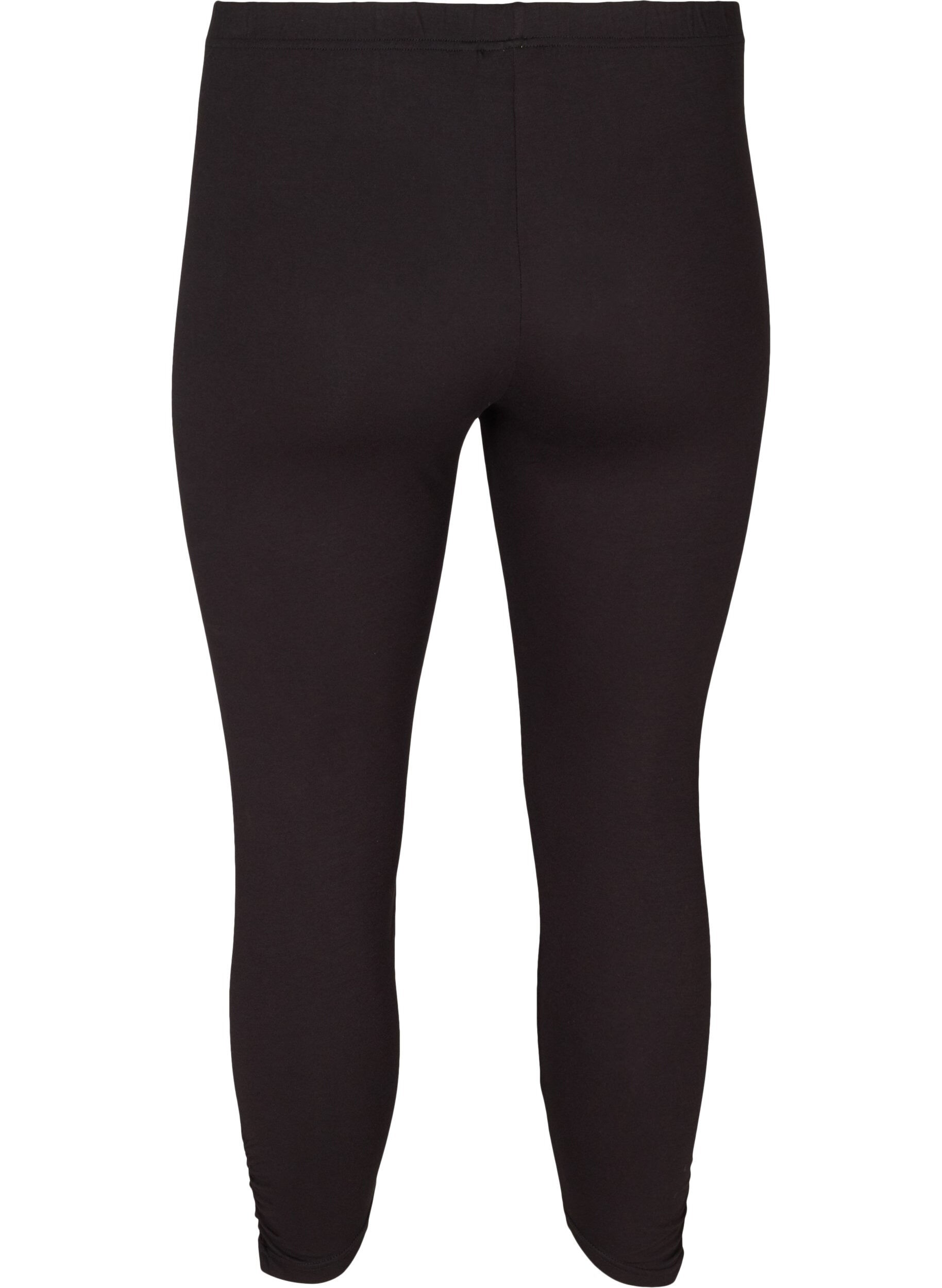 Zizzi Basic 3/4 legging met ruches, Zwart, Packshot image number 1