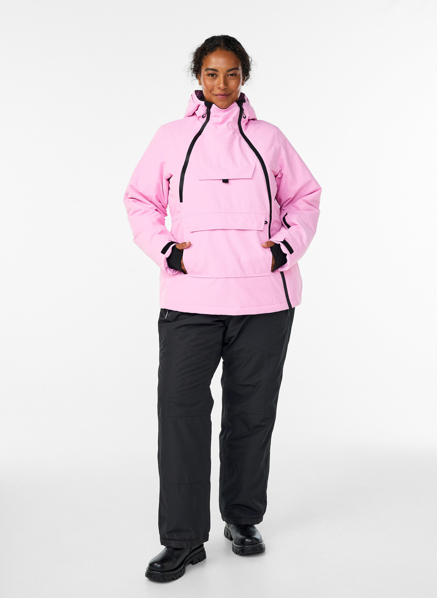 Zizzi Functionele ski-anorak met capuchon, Roze, Model image number 1