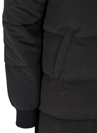 Lang gewatteerde jas met rits, Black, Packshot image number 3