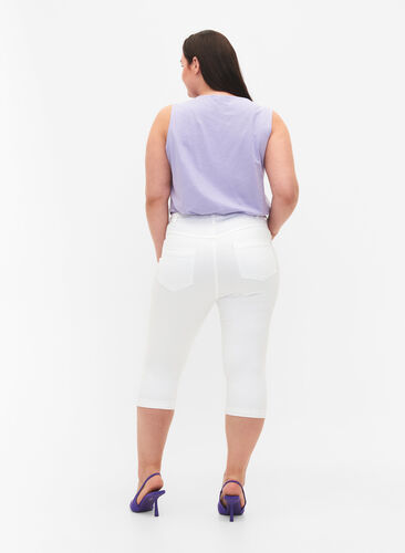 High waist Amy capri jeans met super slim fit, Bright White, Model image number 1