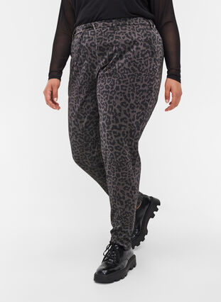 Cropped Maddison broek met glitter en luipaard print, Lurex Leo, Model image number 2