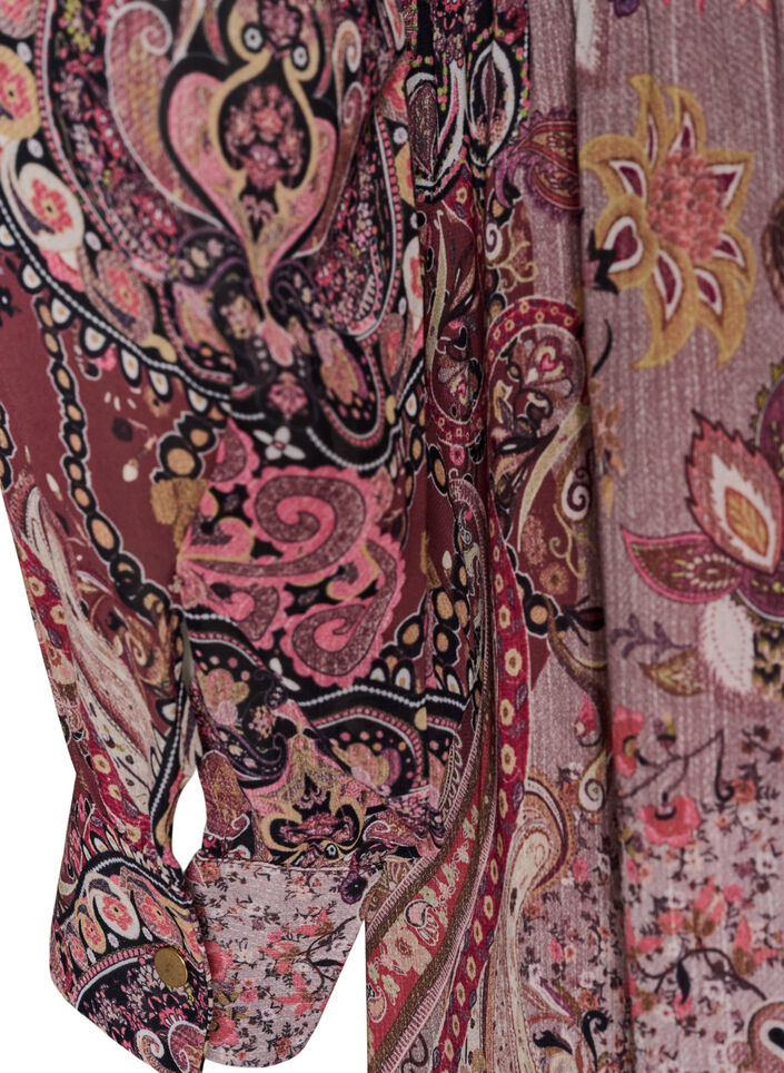 Midi-jurk met paisleyprint en elastische taille, Paars, Packshot image number 3