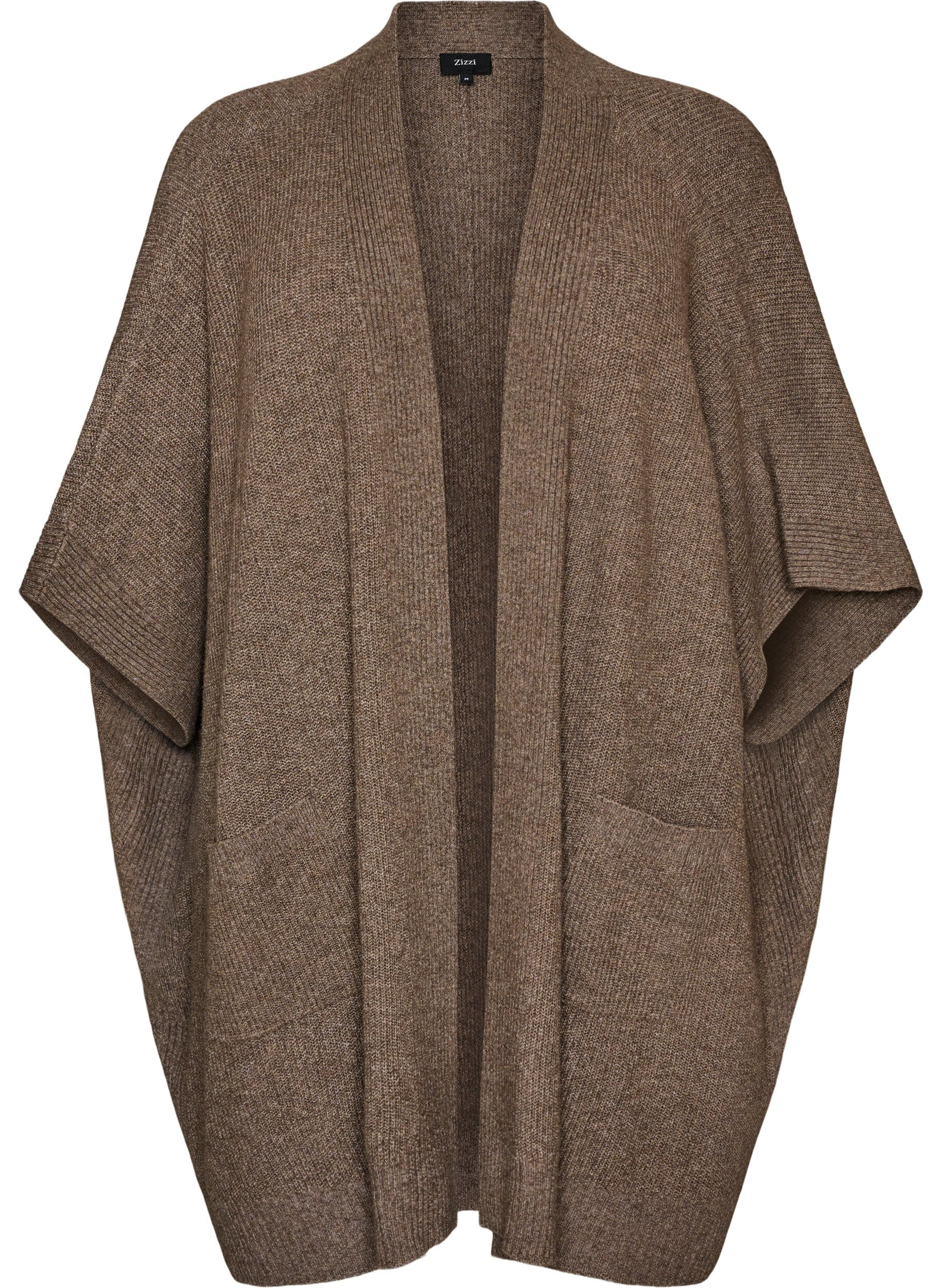 ZizziCardigan met open voorkant en wijde mouwen, Bruin, Packshot image number 0