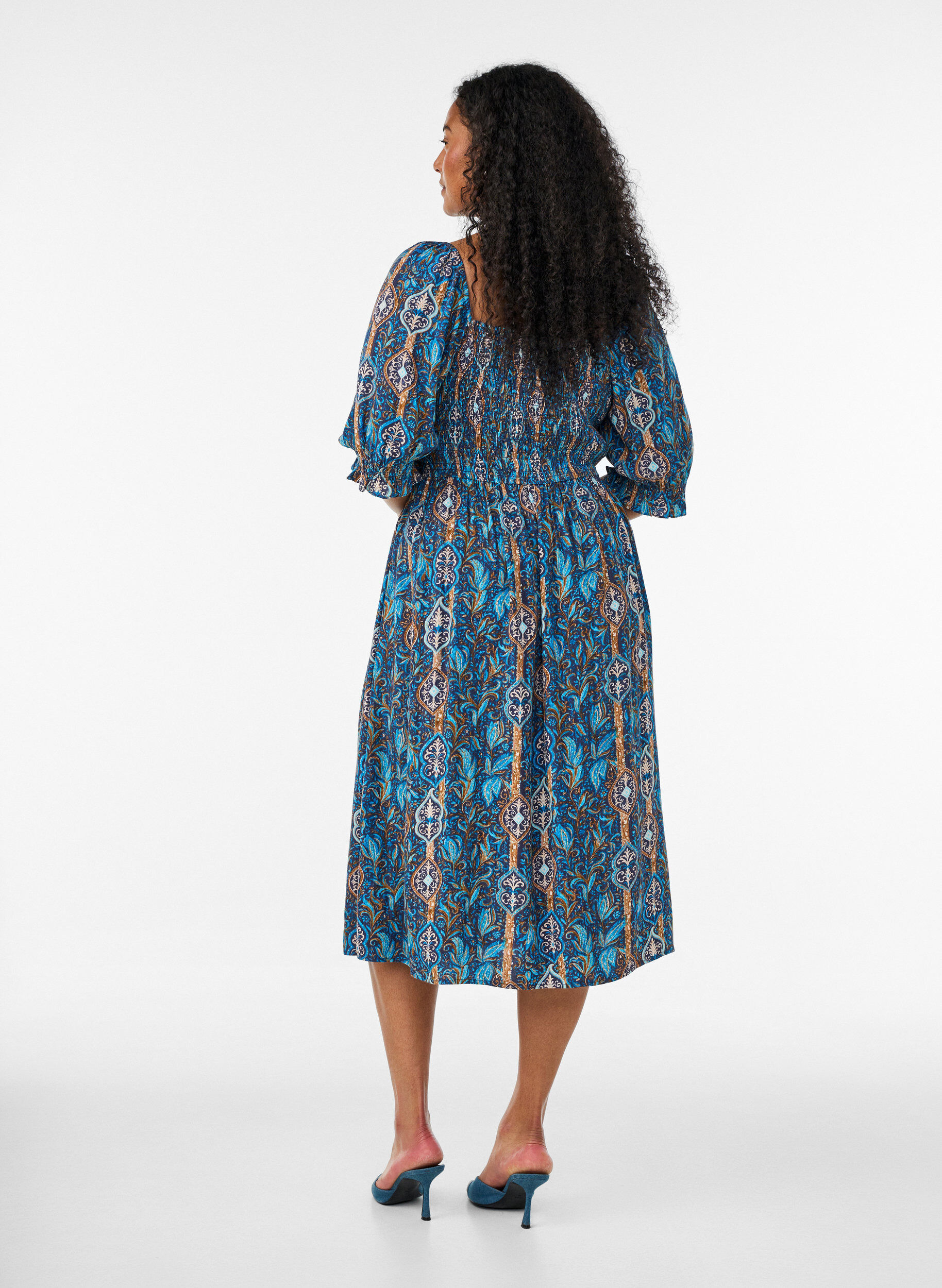 ZizziZomerjurk in viscose met paisley print, Blauw, Model image number 1