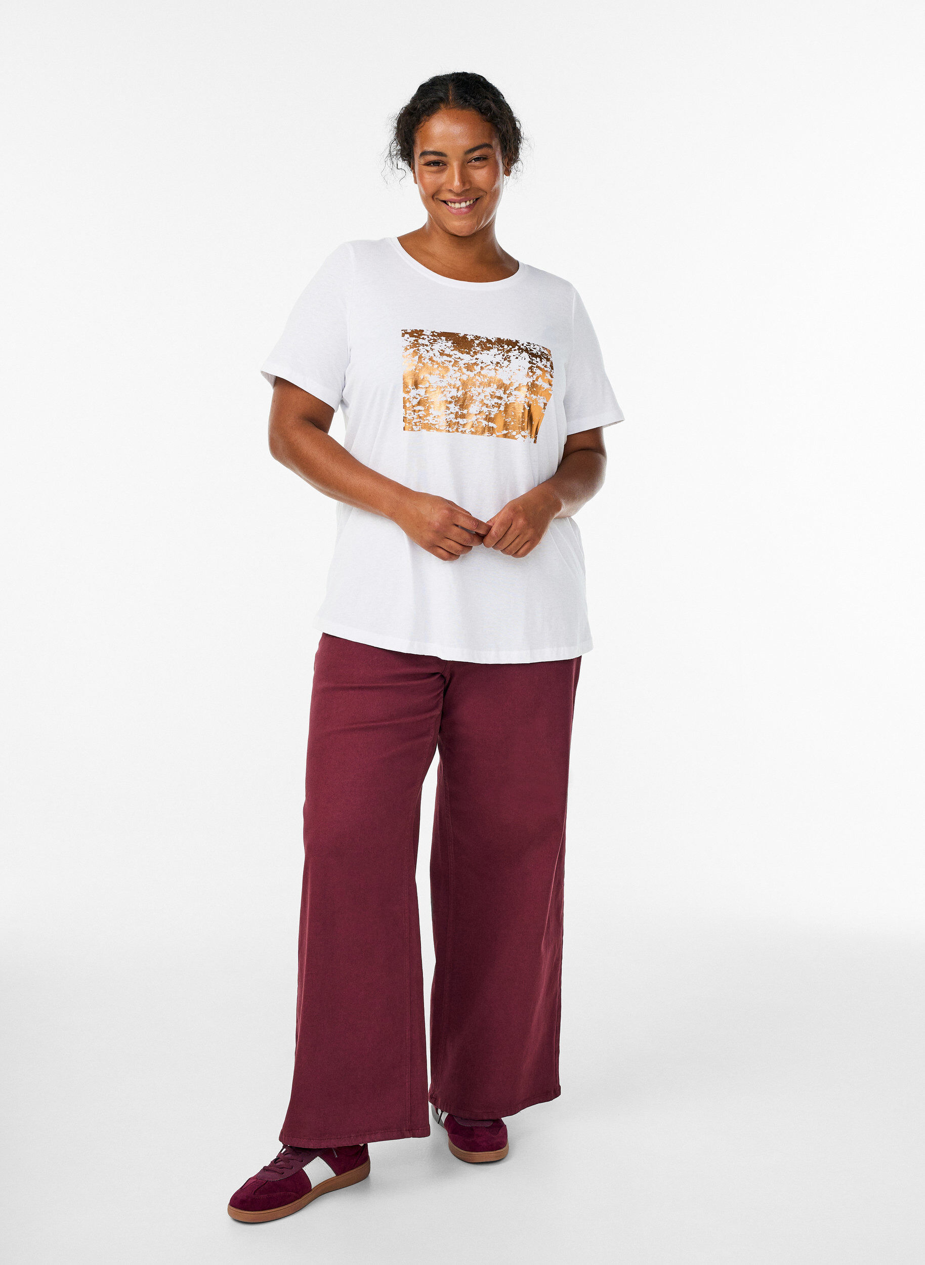 Zizzi T-shirt met print, Wit, Model image number 1