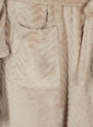 Korte badjas met zakken en patroon, Cuban Sand, Packshot image number 3
