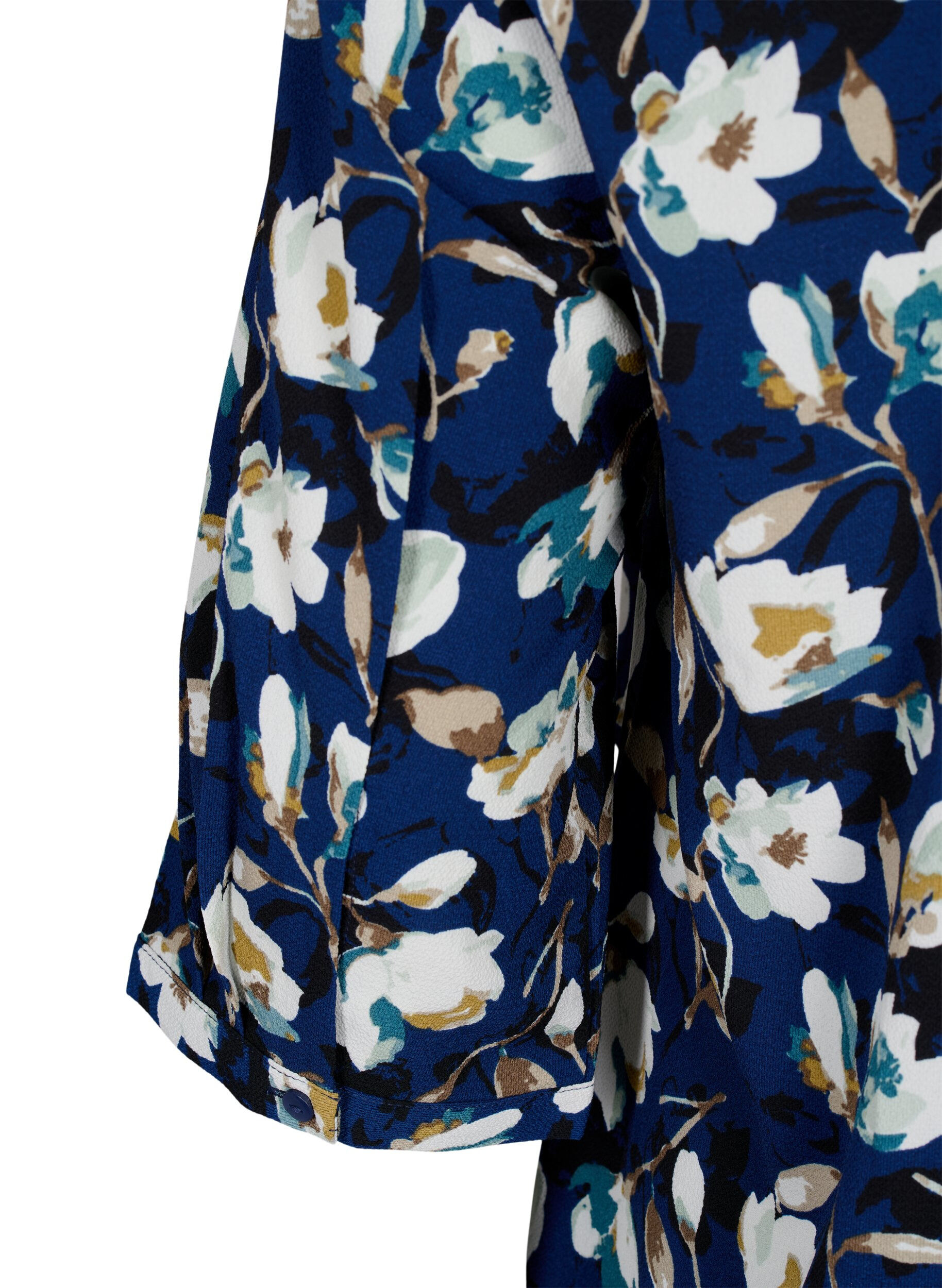 Zizzi Gebloemde blouse met 3/4 mouwen, P. Blue Flower AOP, Packshot image number 3