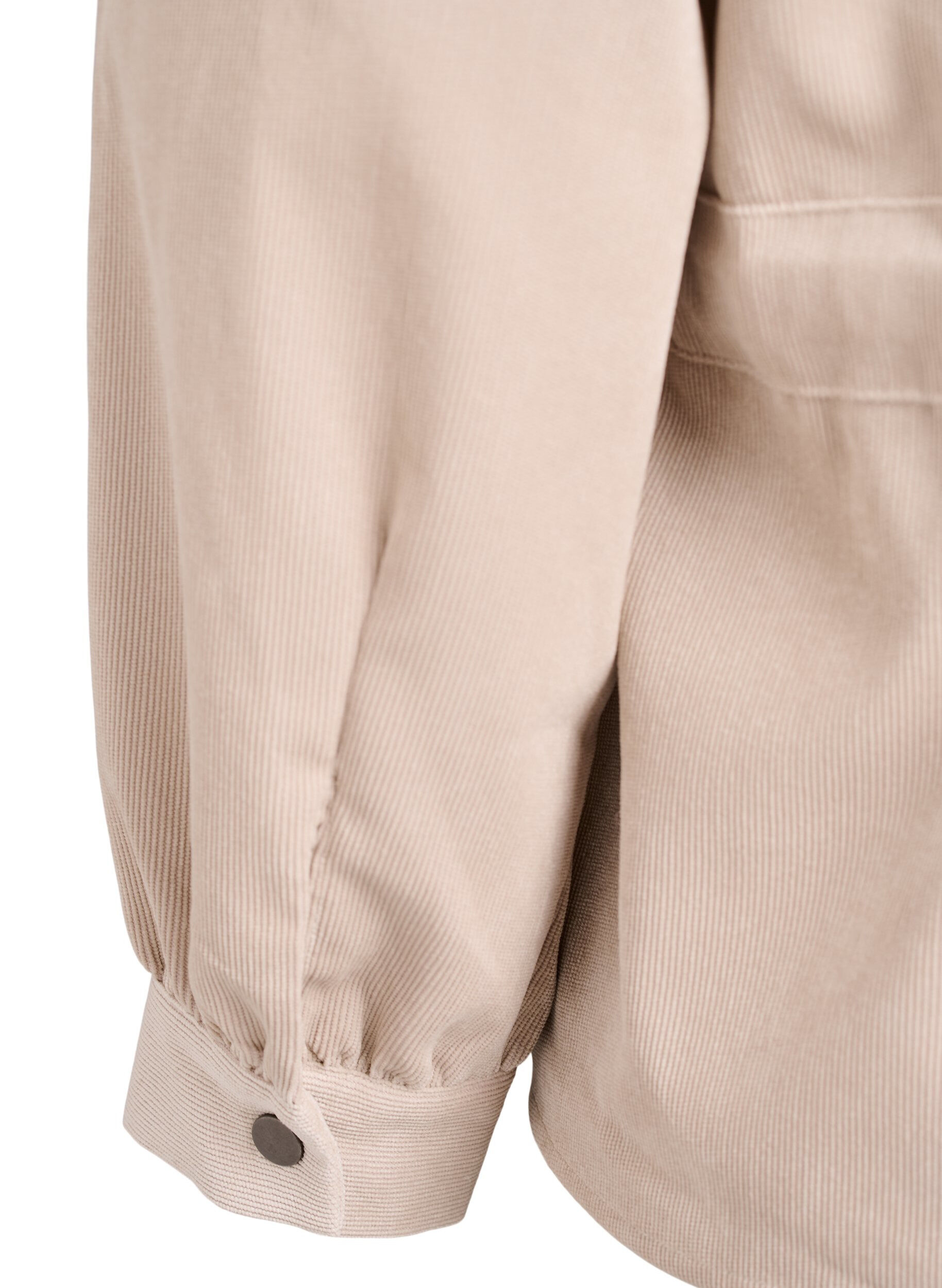 Zizzi Corduroy shacket met strikceintuur en zakken, Beige, Packshot image number 3
