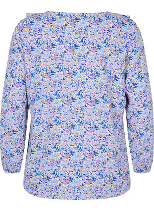 Bedrukte blouse met ruches, Purple Ditzy Flower, Packshot image number 1