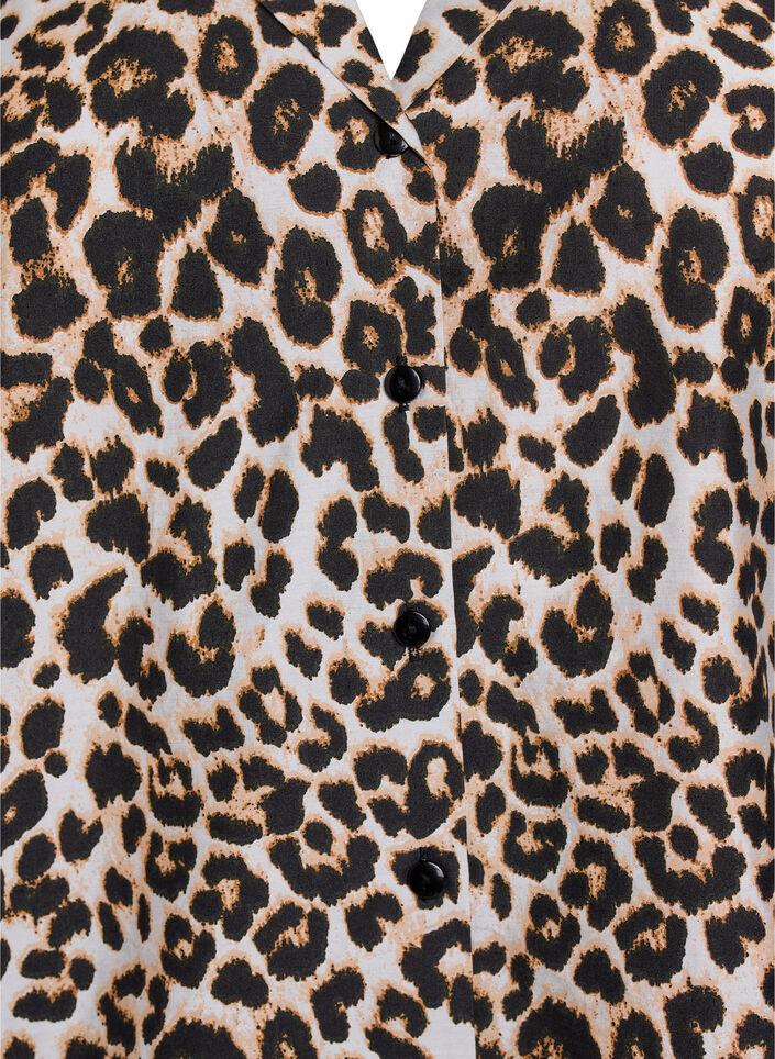 Shirt blouse met print en V-hals, Bruin, Packshot image number 2