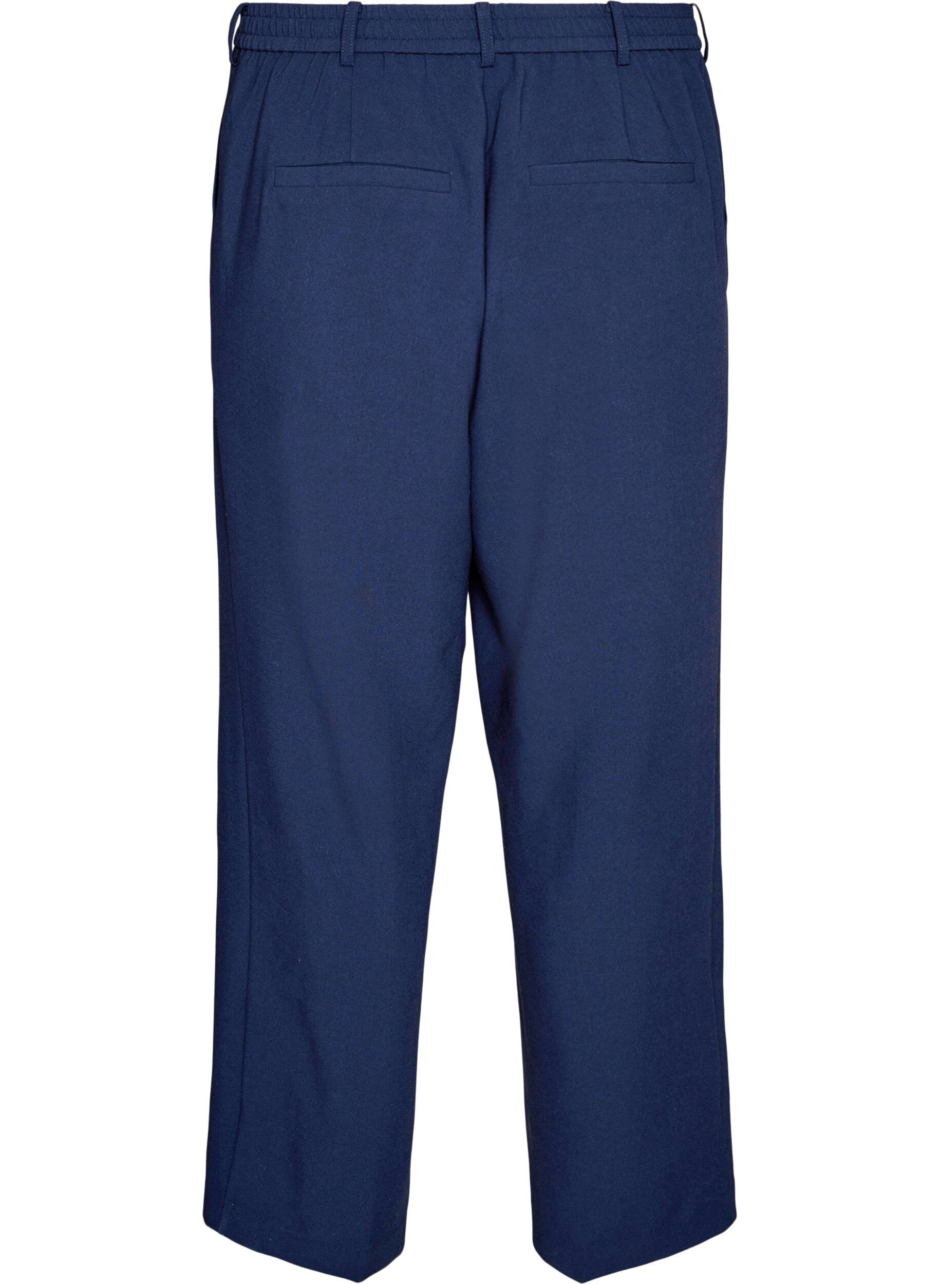 Zizzi Op maat gemaakte broek met een hoge taille en straight-fit, Blauw, Packshot image number 1