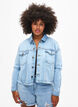 Kort spijkerjasje met distressing details, Light Blue Denim, Model image number 0