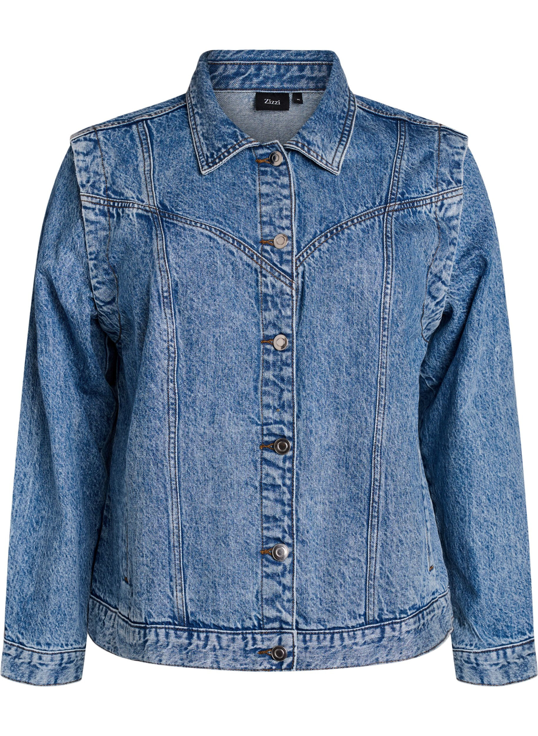 Zizzi Denimjack met afneembare mouwen, Blauw, Packshot image number 0