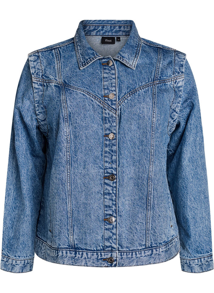 Denimjack met afneembare mouwen, Blauw, Packshot image number 0