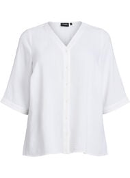 FLASH &ndash; Shirtblouse met V-hals en 3/4 mouwen, Vanille