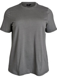 Basic katoenen T-shirt met ronde hals, Grijs