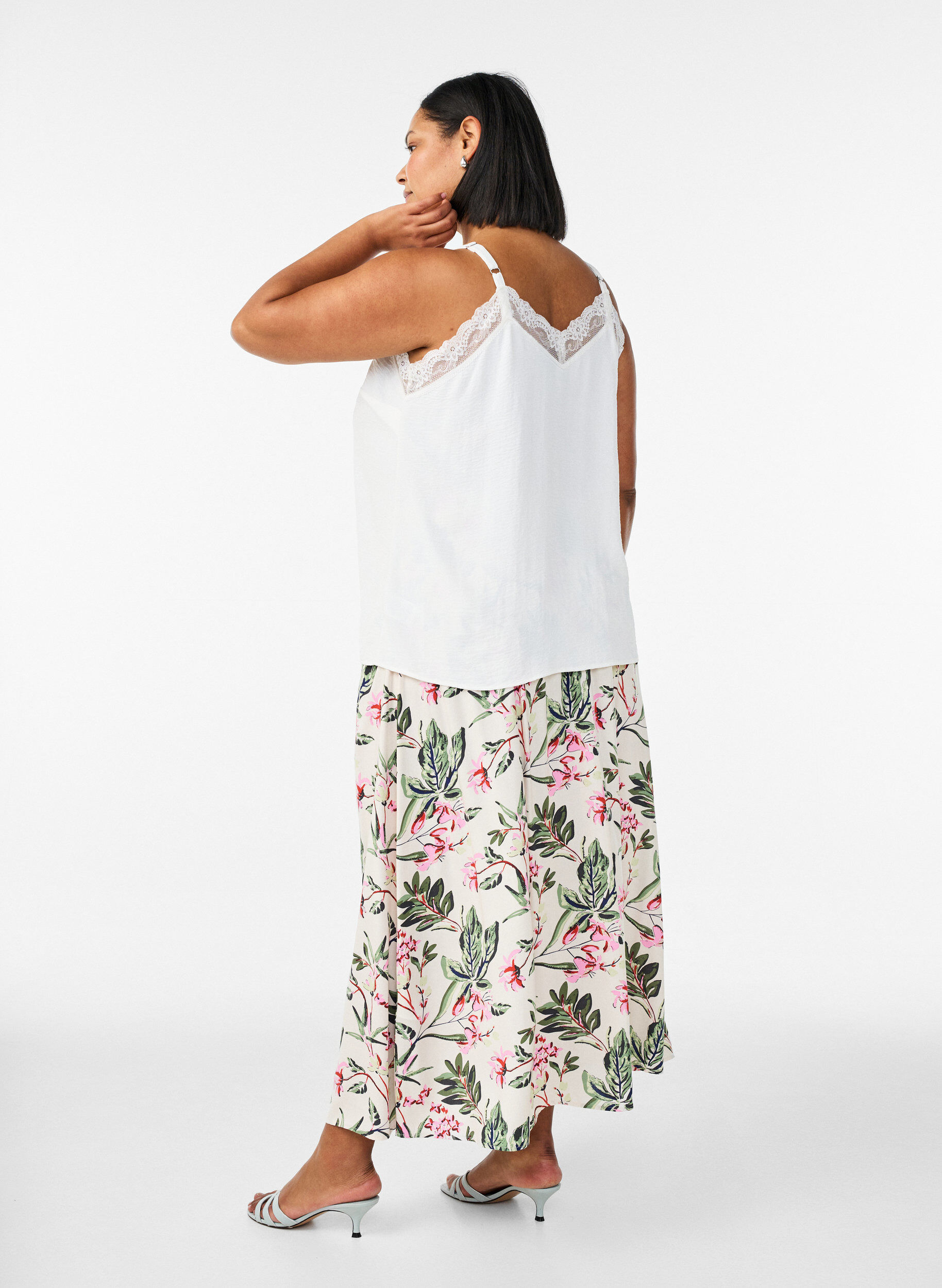 ZizziViscose maxi-rok met smock, Vanille, Model image number 1