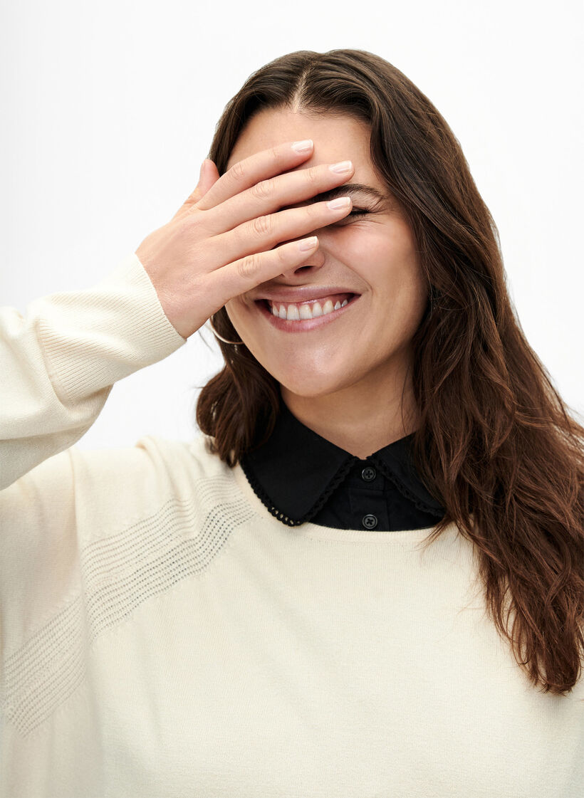 Kraag met kanten lint, Black, Model image number 1