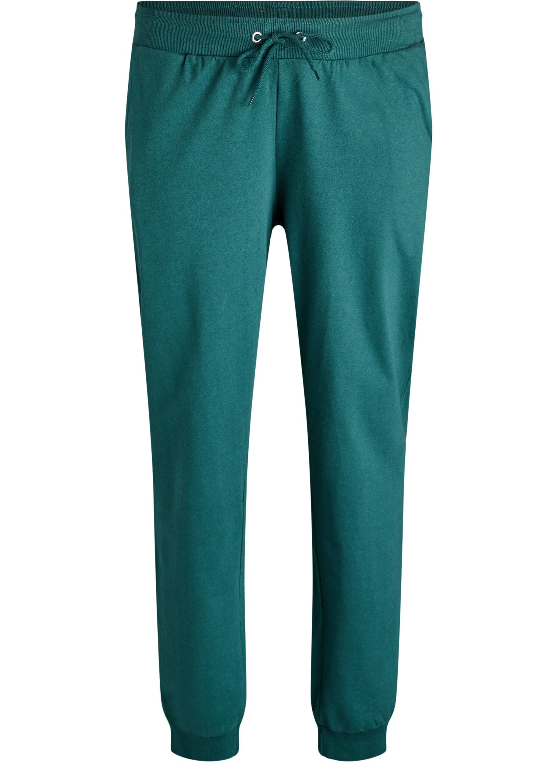 Zizzi Hoge taille katoenen sweatpants, Groen, Packshot image number 0