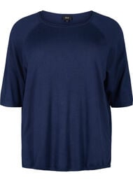 Gebreide blouse van viscose met 3/4 mouwen, Navy Blazer