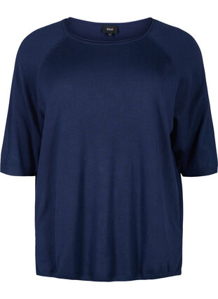 Gebreide blouse van viscose met 3/4 mouwen, Navy Blazer, Packshot image number 0