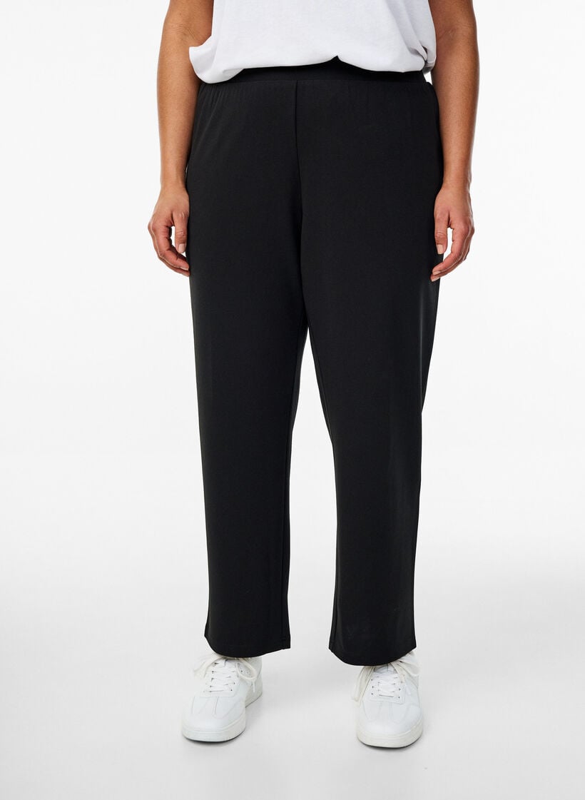 Broek met straight fit, Zwart, Model image number 2