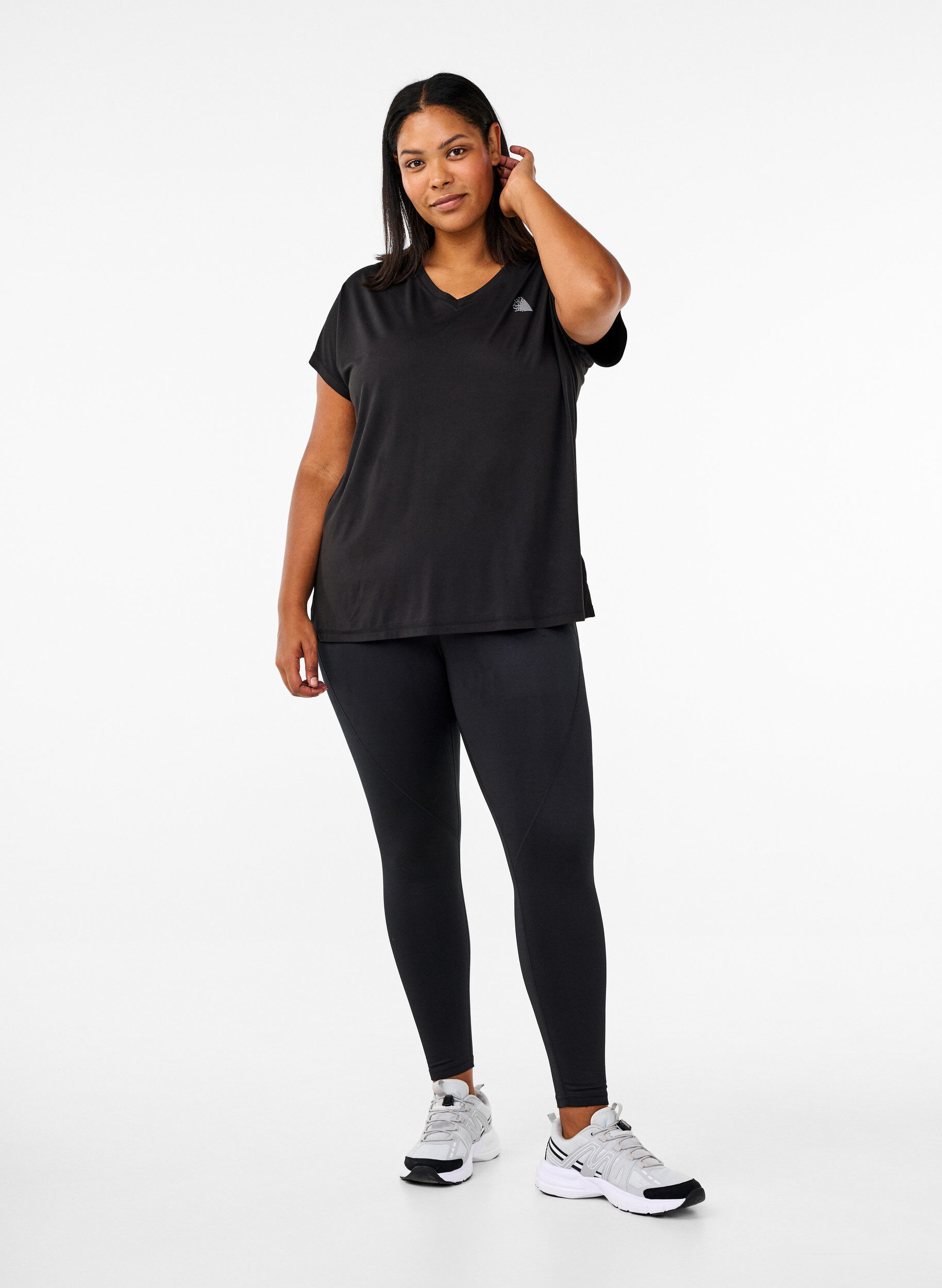 Zizzi Sportlegging met fleecevoering, Zwart, Model image number 1