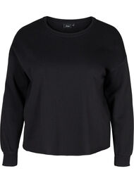 Cropped sweatshirt met ronde hals, Black