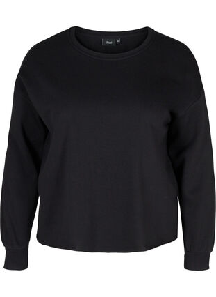 Cropped sweatshirt met ronde hals, Black, Packshot image number 0