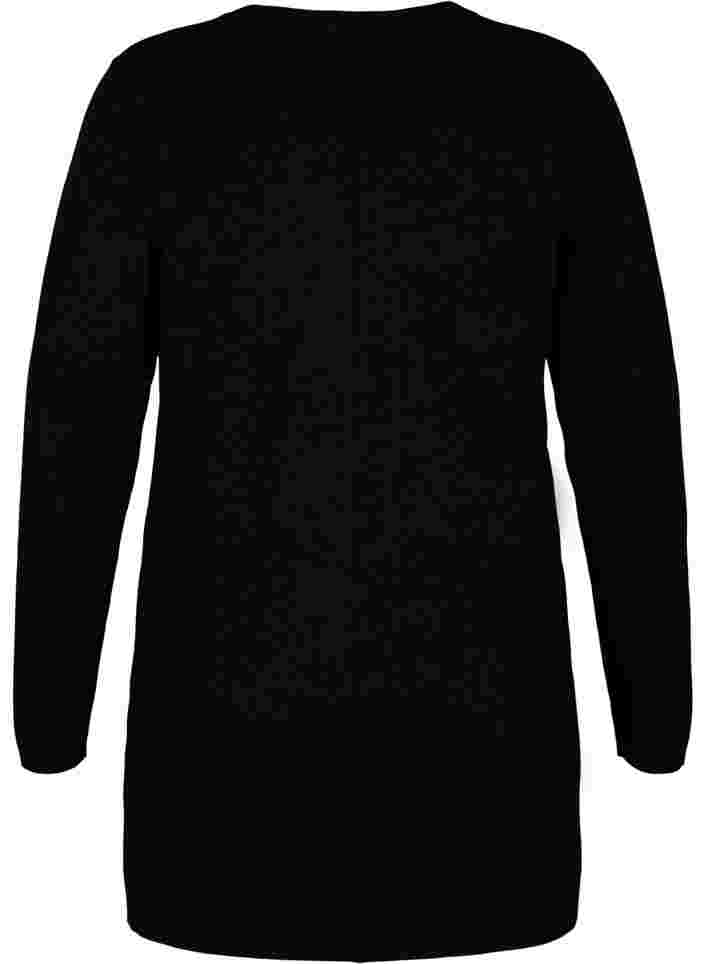 Lang gebreid vest in viscosemix, Black, Packshot image number 1