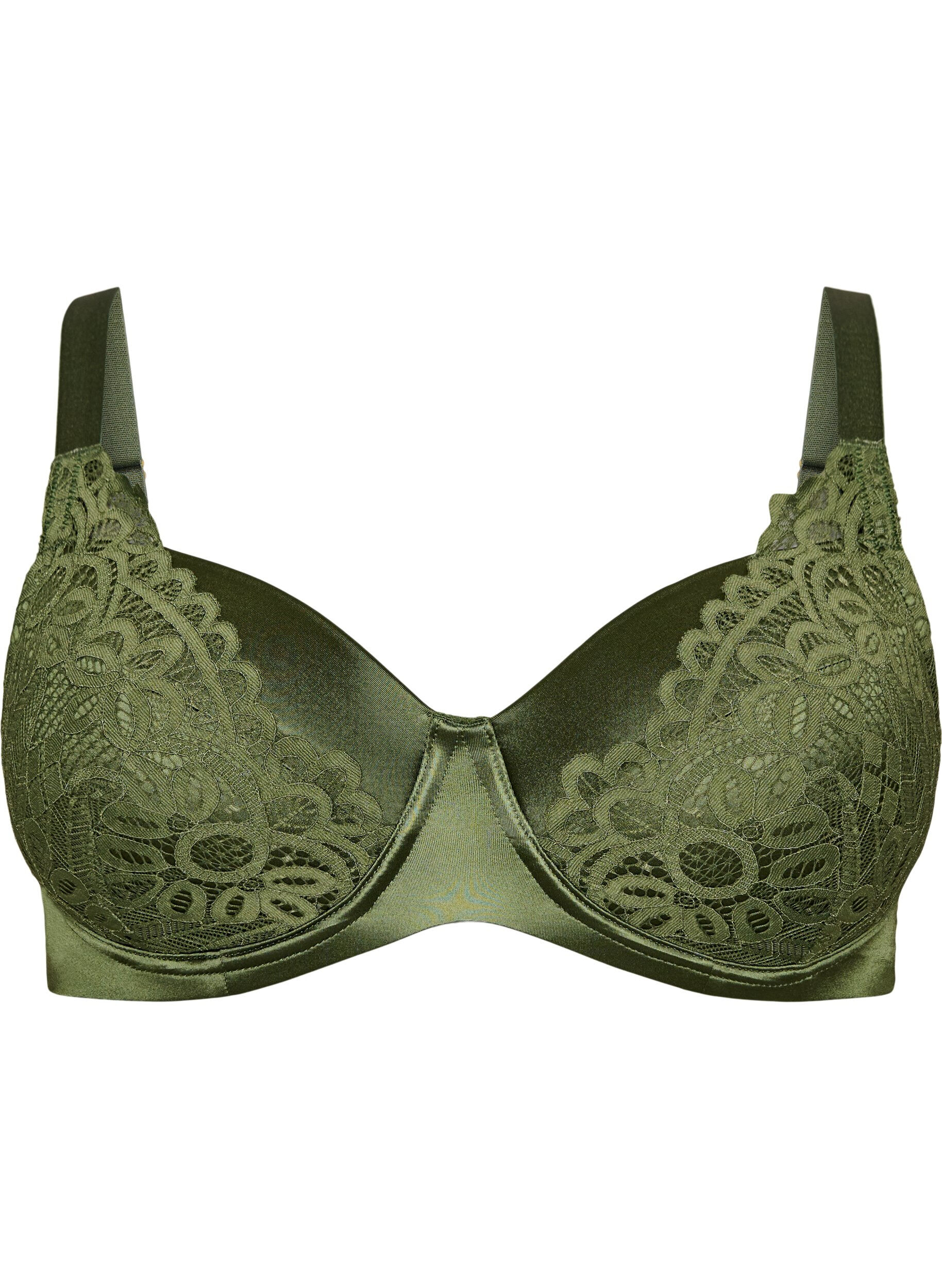 ZizziVoorgevormde beugel-bh met kant, Groen, Packshot image number 0