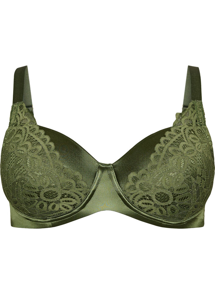 Voorgevormde beugel-bh met kant, Groen, Packshot image number 0