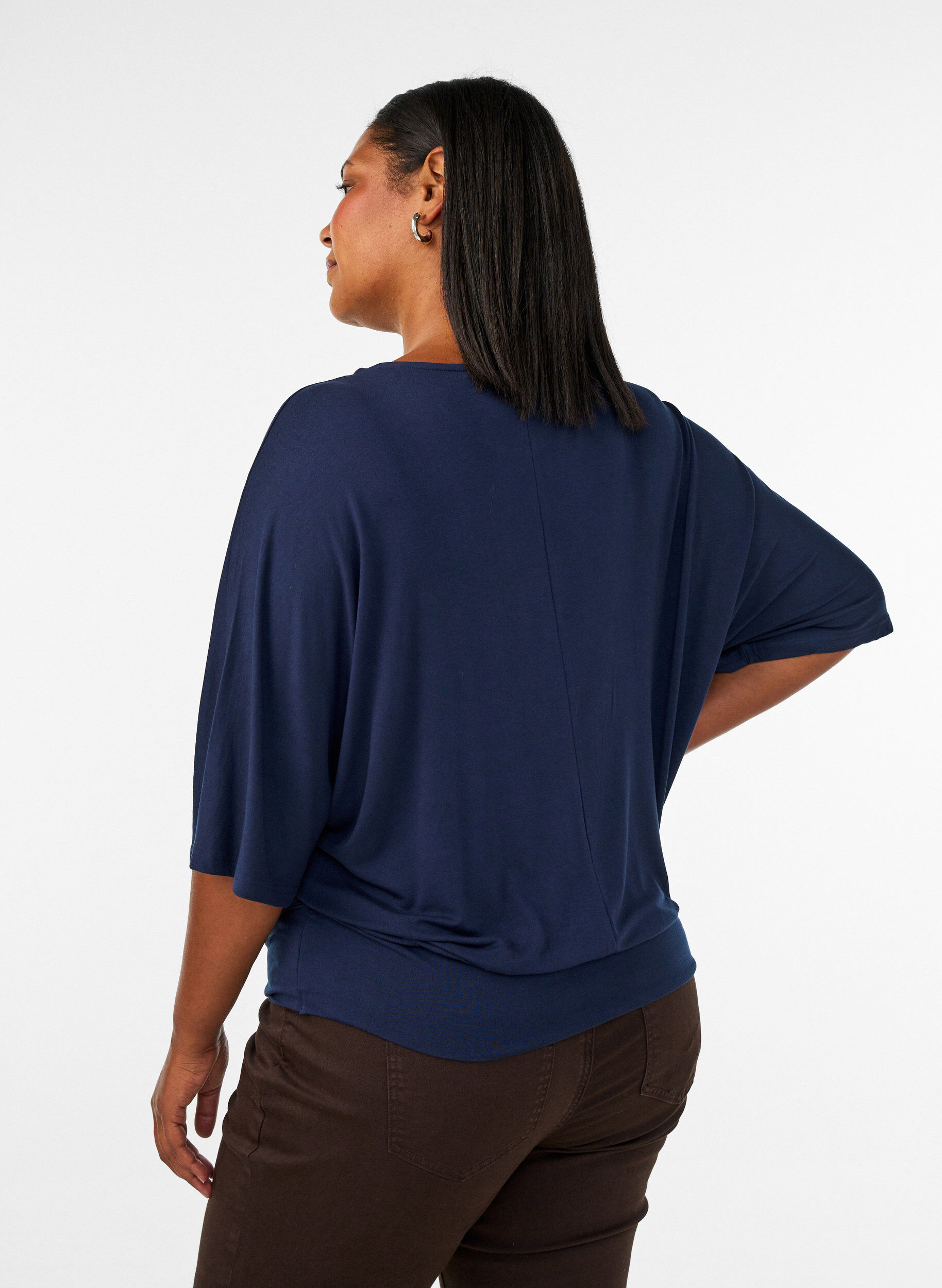 ZizziJersey blouse met halflange ballonmouwen, Blauw, Model image number 2