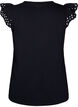 T-shirt van biologisch katoen met broderie anglaise, Black, Packshot image number 1