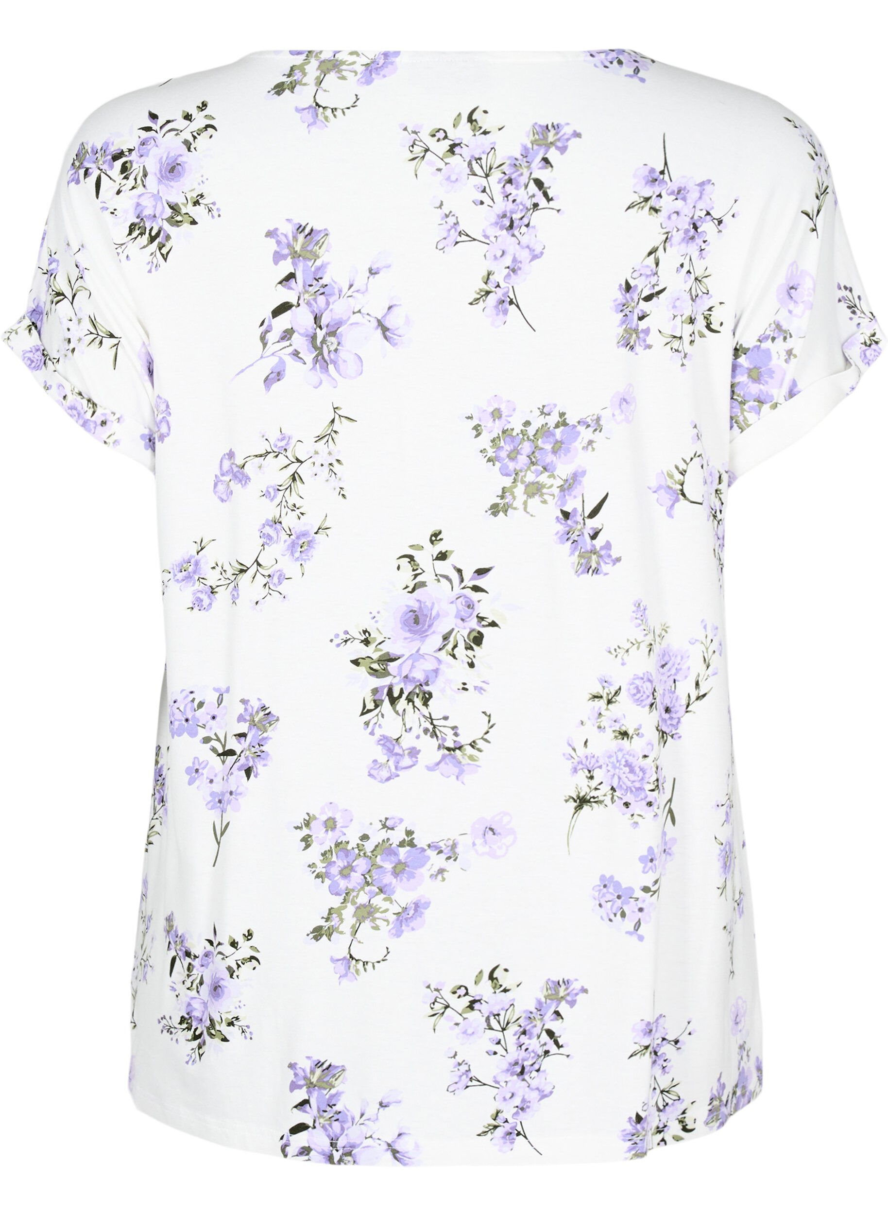 Zizzi T-shirt met bloemenprint, Paars, Packshot image number 1