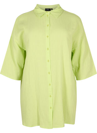 Overhemd van katoen met halflange mouwen, Wild Lime, Packshot image number 0