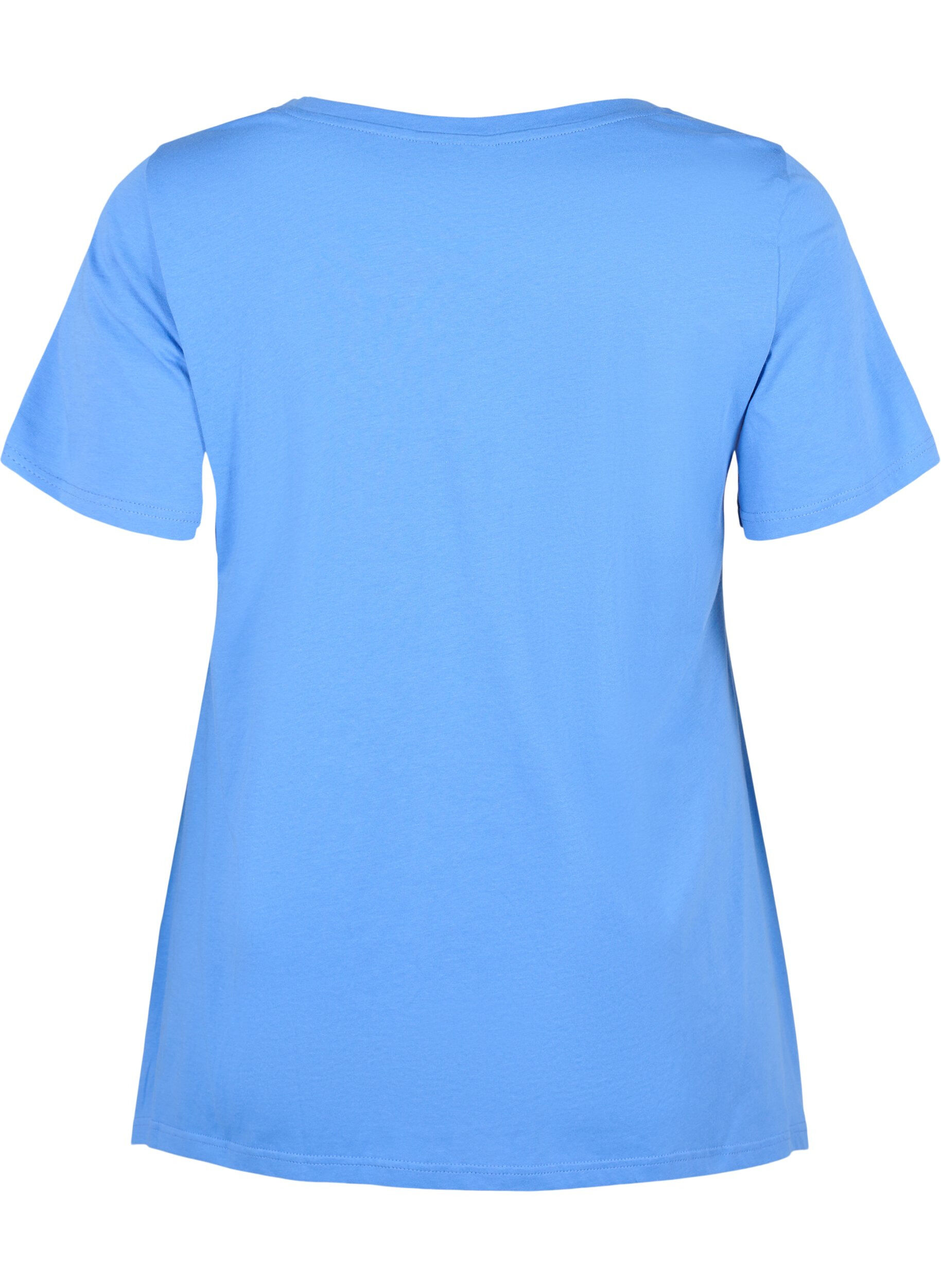 Zizzi Katoenen t-shirt met korte mouwen, Ultramarine HEAVENLY, Packshot image number 1