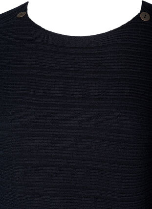 Gebreide jurk met knoopdetails en lange mouwen, Black, Packshot image number 2