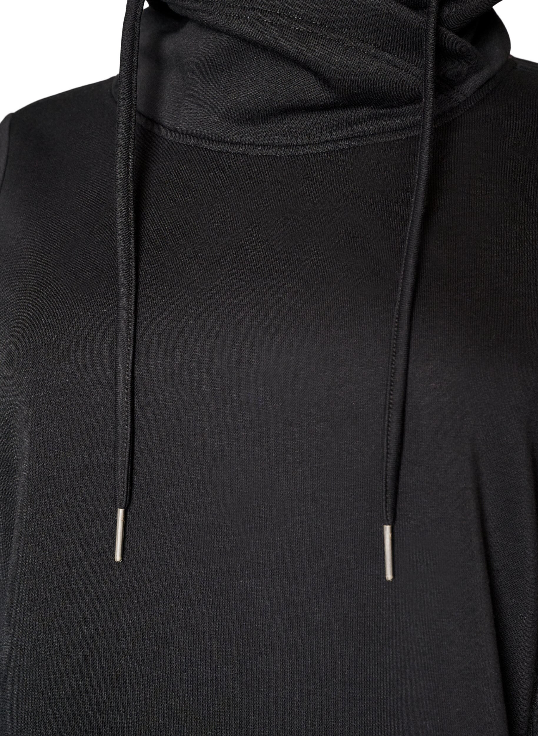 ZizziSweatshirt met hoge kraag en zakken, Zwart, Packshot image number 2